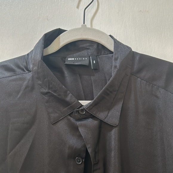 ASOS DESING BUTTON UP DRESS SHIRT BLACK LONG SLEEVE MEN Sz 3XL - Picture 3 of 10
